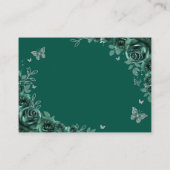 Quinceanera Emerald Green Silver Floral Details Informatiekaartje (Achterkant)