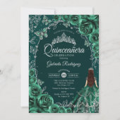 Quinceanera Emerald Green Silver Kaart (Voorkant)