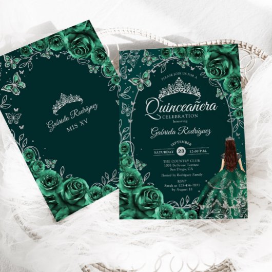 Quinceanera Emerald Green Silver Kaart