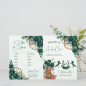 Quinceañera Emerald Groen Bloemen Charro Programma (Staand voorkant)