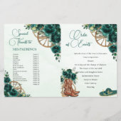 Quinceañera Emerald Groen Bloemen Charro Programma (Achterkant)