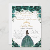 Quinceañera Emerald Groen Bloemen Dama Aanvraag Kaart (Voorkant)