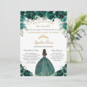 Quinceañera Emerald Groen Bloemen Dama Aanvraag Kaart (Staand voorkant)