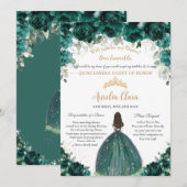 Quinceañera Emerald Groen Bloemen Dama Aanvraag Kaart (Voorkant / Achterkant)