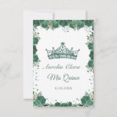 Quinceañera Emerald Groen Bloemen Dank u kaart (Achterkant)