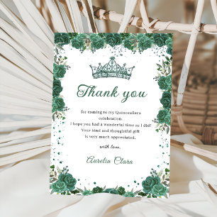 Quinceañera Emerald Groen Bloemen Dank u kaart
