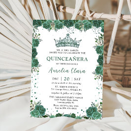 Quinceañera Emerald Groen Bloemen Kroon Verjaardag Kaart
