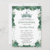 Quinceañera Emerald Groen Bloemen Kroon Verjaardag Kaart (Voorkant)