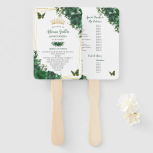 Quinceañera Emerald Groen Bloemen Padrinos Program Handwaaier