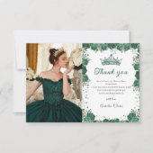 Quinceañera Emerald Groen Bloemen Verjaardag Bedankkaart (Voorkant)