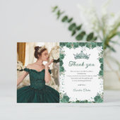 Quinceañera Emerald Groen Bloemen Verjaardag Bedankkaart (Staand voorkant)