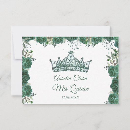 Quinceañera Emerald Groen Bloemen Verjaardag Bedankkaart (Achterkant)