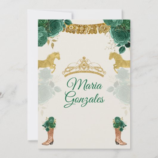 Quinceañera Emerald Groen Mexicaans 16e vlinder Kaart (Achterkant)