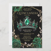 Quinceañera Emerald Groen Tiara Bloemen Spaans Kaart (Voorkant)
