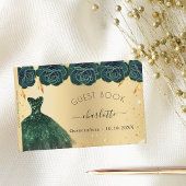 Quinceanera emerald groene goudbloemen gastenboek