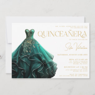 Quinceañera Emerald Groene Jurk Gown Gouden Prinse Kaart