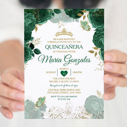 Quinceañera Emerald Groene Mexicaanse Vlinder Kaart