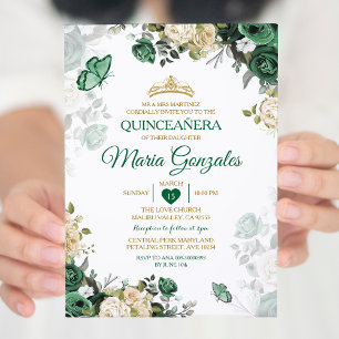 Quinceañera Emerald Groene Mexicaanse Vlinder Kaart