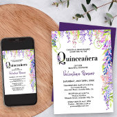 Quinceanera en Mass Paarse Floral Wisteria Kaart