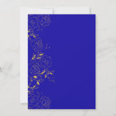 Quinceanera en Mass Royal Blauw en Gouden Bloemen Kaart (Achterkant)
