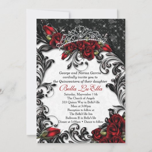 Quinceañera en Sweet 16 Party Uitnodigingen (Achterkant)