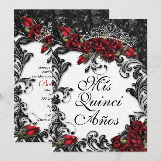 Quinceañera en Sweet 16 Party Uitnodigingen (Voorkant / Achterkant)