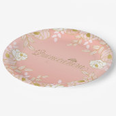 Quinceanera en Tiara Botanical in roze en goud Papieren Bordje (Gekanteld)