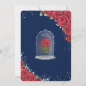 Quinceañera Enchanted Red Rose Floral Navy Blue Kaart (Achterkant)