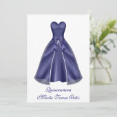 Quinceañera español Invitación vestido elegante Kaart (Staand voorkant)