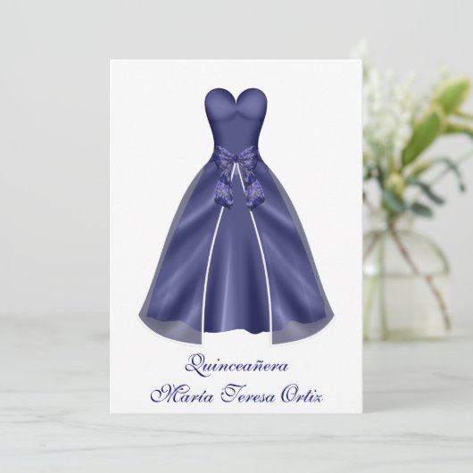 Quinceañera español Invitación vestido elegante Kaart (Staand voorkant)