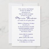 Quinceañera español Invitación vestido elegante Kaart (Achterkant)