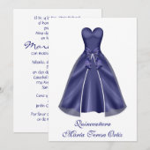 Quinceañera español Invitación vestido elegante Kaart (Voorkant / Achterkant)