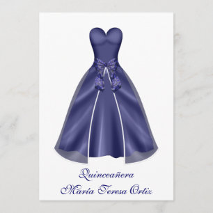 Quinceañera español Invitación vestido elegante Kaart