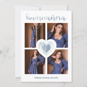 Quinceañera Español Tendencia Corazón Azul 4 Fotos
