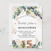 Quinceanera eucalyptus glitter elegant kaart (Voorkant)