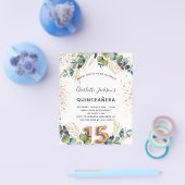 Quinceanera eucalyptus greenery budget uitnodiging flyer (Enkel)
