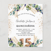 Quinceanera eucalyptus greenery budget uitnodiging flyer (Voorkant)