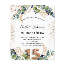 Quinceanera eucalyptus greenery budget uitnodiging
