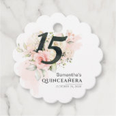 Quinceanera Eucalyptus Pink Floral 15e verjaardag Bedankjes Labels (Voorkant)
