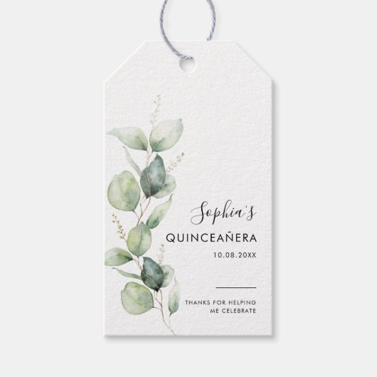 Quinceanera Eucalyptus rustieke 15e verjaardag Cadeaulabel (Voorkant)