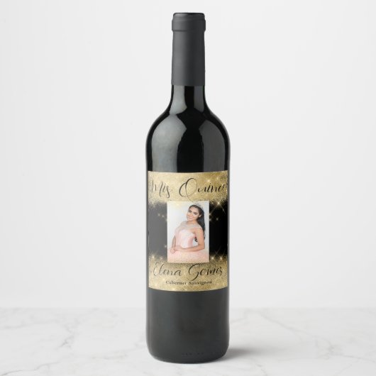 Quinceañera Event Wine Favor Label Gepersonaliseer Wijn Etiket (Voorkant)