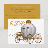 Quinceanera Fairy Tale Princess Gold en white Kaart (Voorkant / Achterkant)