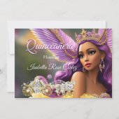 Quinceanera Fairytale Paarse roze Gold Carriage A Kaart (Voorkant)