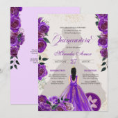 Quinceanera Fancy Charro Paars Roos Western Kaart (Voorkant / Achterkant)