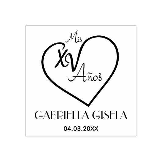 Quinceañera Fancy kalligrafie Rubberstempel (Afrduk)