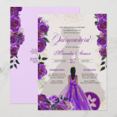 Quinceanera Fancy Paars Floral Western Charro Kaart (Voorkant / Achterkant)
