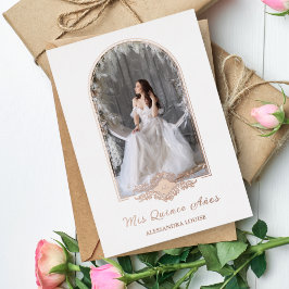 Quinceañera Fancy Roos Gold Arch Foto Folie Uitnodiging