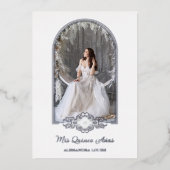 Quinceañera Fancy Silver Arch Effect Foto Folie Uitnodiging (Voorkant)
