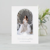 Quinceañera Fancy Silver Arch Effect Foto Folie Uitnodiging (Staand Voorkant)