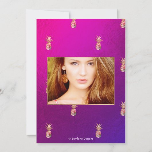 Quinceanera, Faux gouden Waterverf ananas Save The Date (Achterkant)